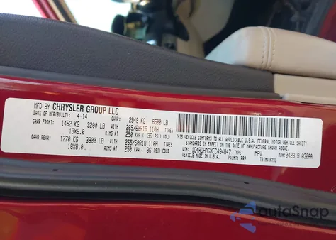 2014 Dodge Durango Sxt z USA, uszkodzony, nr VIN 1C4RDHAGXEC494847